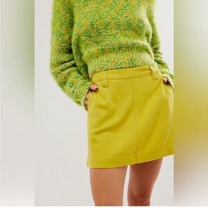 NWOT FREE PEOPLE Can't Blame Me Mini Skirt In Citronelle